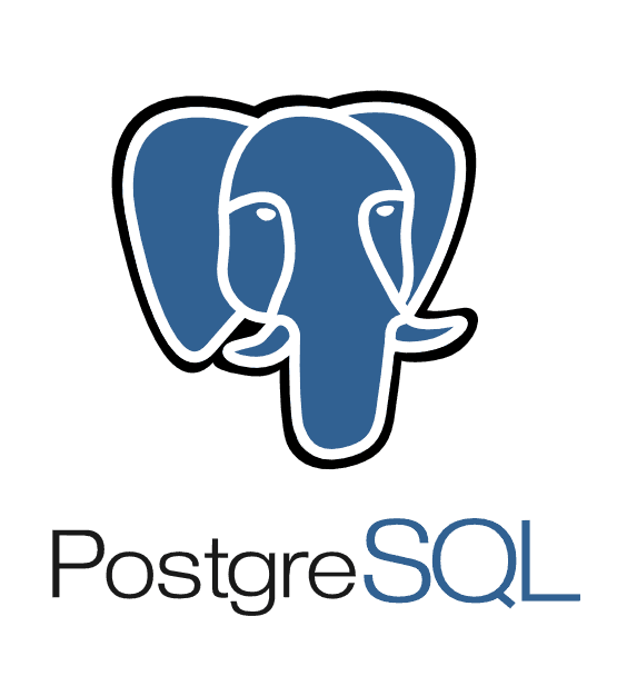 PostgreSQL logo featuring a stylized blue elephant head icon above the word PostgreSQL.